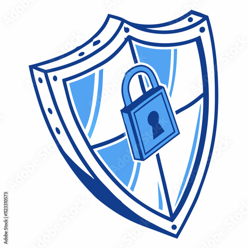 Glowing blue padlock icon, representing user authentication and access control.