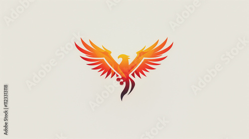 Fiery Phoenix Logo Gradient Red Orange Bird Design photo