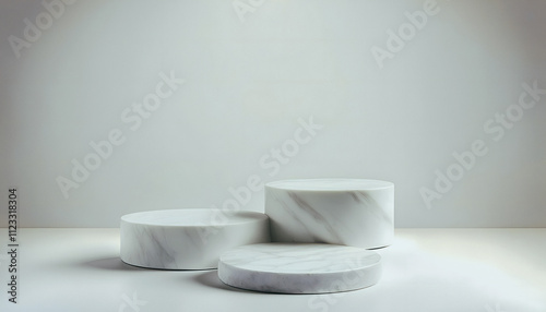 Marble Podium isolated on bright background for Product Presentation
