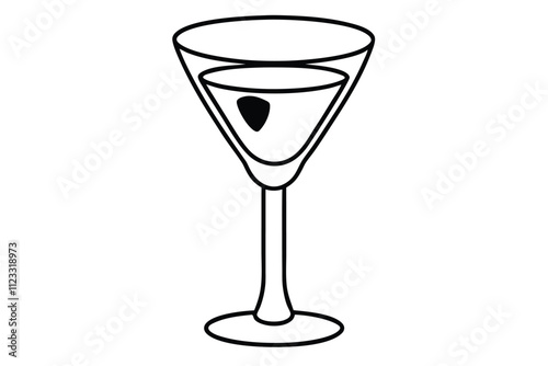 Glass of vermouth line art vector illustration
