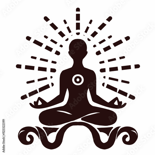 A man practicing yoga. In lotus pose. Chakras, enlightenment, zen meditation