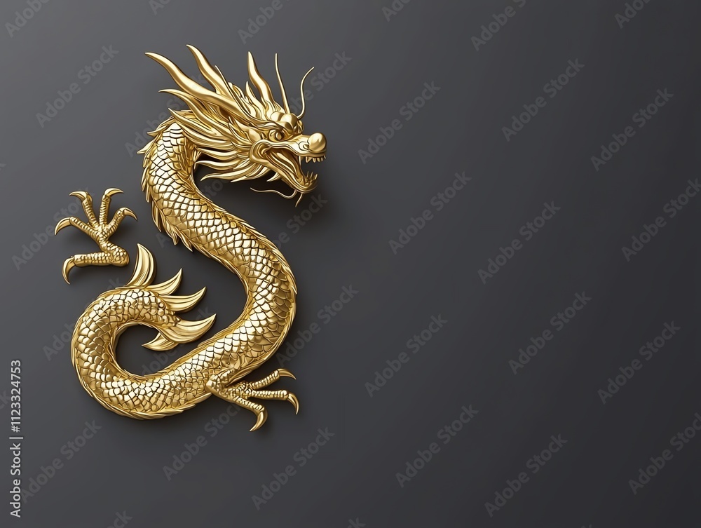 Fototapeta premium A professional studio shot of a gold-plated dragon and phoenix statue