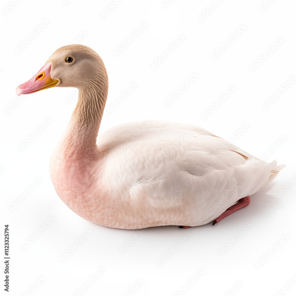 Fototapeta premium Pale Pink Goose White Background Studio Shot