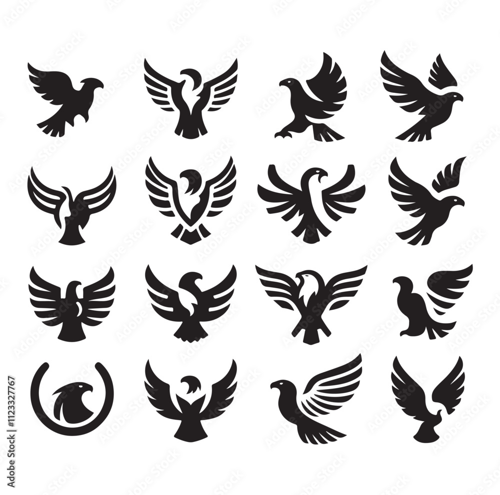 Fototapeta premium Eagle bird icon Silhouette vector illustration