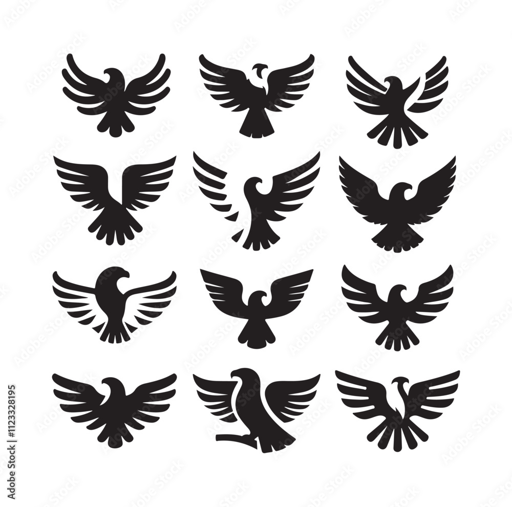 Fototapeta premium Eagle bird icon Silhouette vector illustration