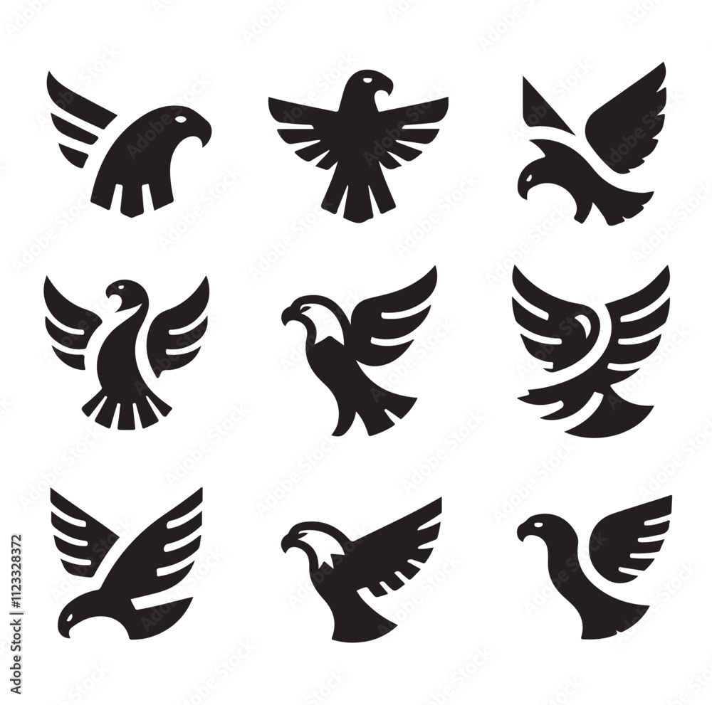Obraz premium Eagle bird icon Silhouette vector illustration