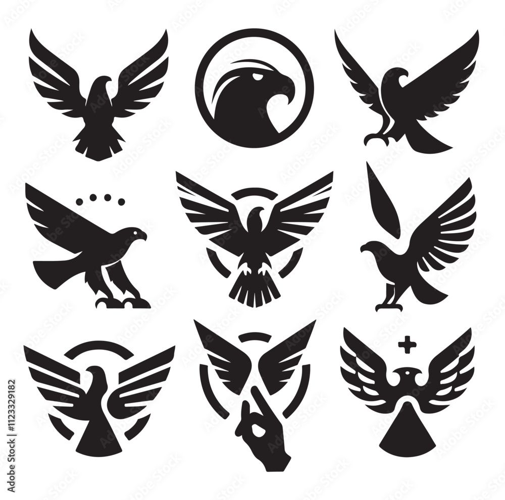 Obraz premium Eagle bird icon Silhouette vector illustration
