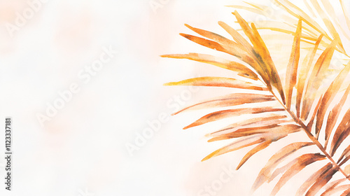 Palm branch symbolising victory martyrdom Christian symbols and icons Digital illustration cover poster copy space cute soft watercolor painting on white backgorund