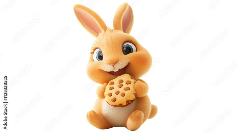 Fototapeta premium Cute Bunny Holding a Cookie with a Cheerful Expression