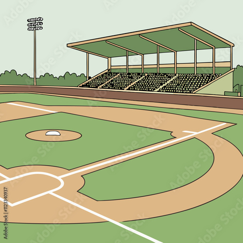Exciting moments at the baseball ground featuring a well-maintained field and inviting stands filled with eager fans