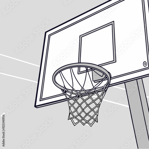 Front view of basketball hoop highlighting the net and backboard in a sports facility during a practice session