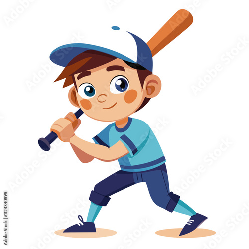 Young boy dressed in baseball uniform gets ready to hit a pitch with bat in hand on a sunny day at the field