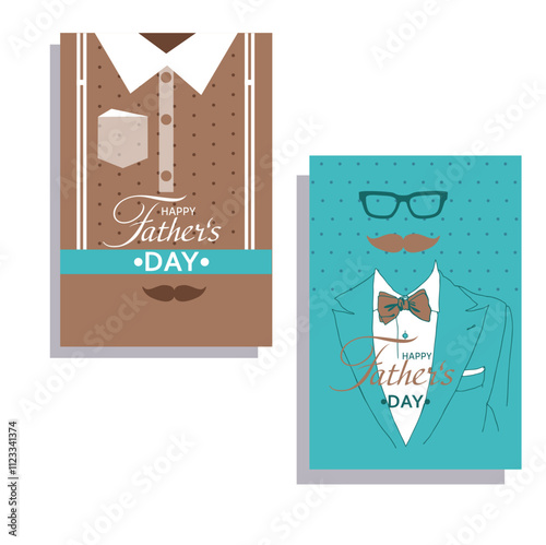 Vector postcard  Happy fathers day with tie,
business man, 