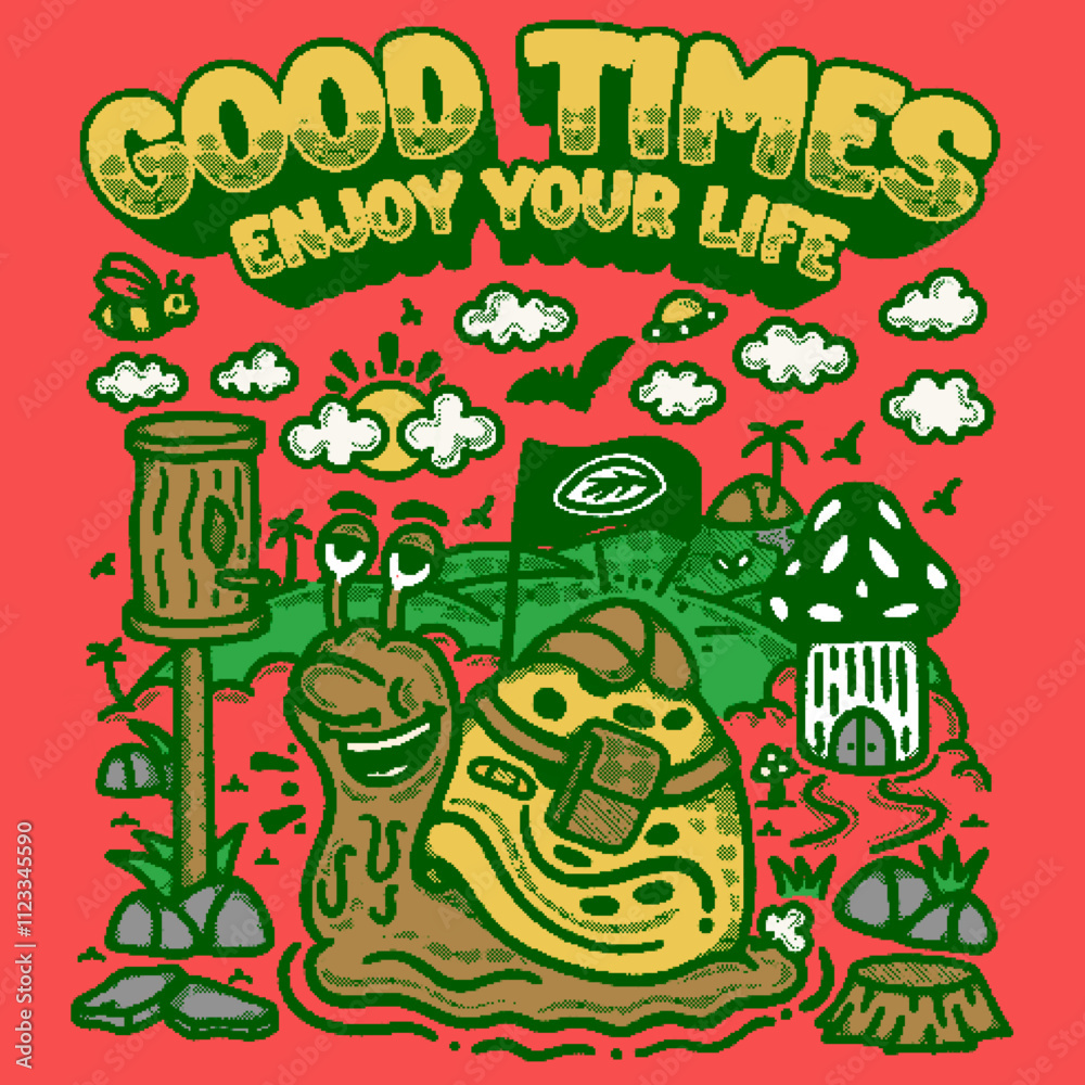 Obraz premium enjoy your life with snail character