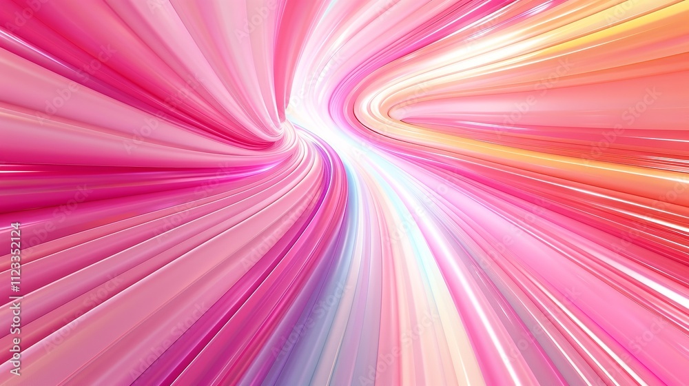 Obraz premium Candy Color Sunburst Background with Abstract Pink Cream Sunbeams Design