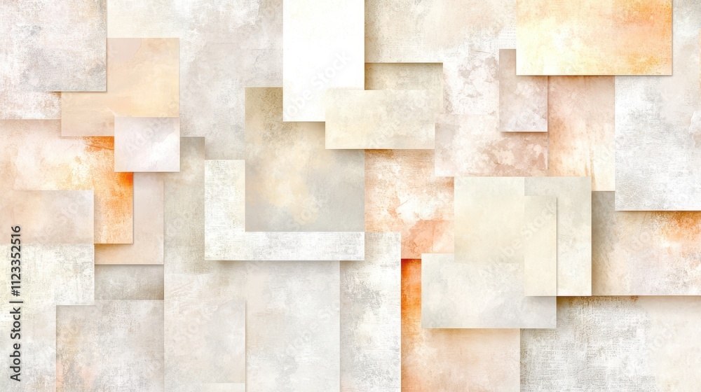 Fototapeta premium Abstract arrangement of layered torn beige paper sheets, creating a textured and organic wavy pattern.
