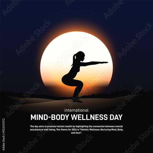 international mind body wellness day creative banner, poster, social media post, postcard, background, template, backdrop, greetings card design etc.