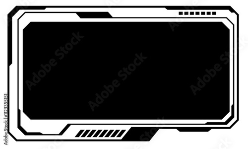 HUD frames black user interface elements design modern technology futuristic control panel screen digital hologram window gaming menu touching cyber monitor set on white background vector