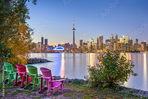 Photography Toronto, Ontario, Canada Cityscape on Lake Ontario at Twilight