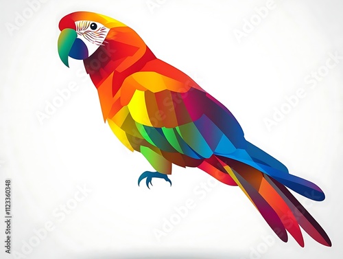 Abstract parrot icon with vibrant gradient colors, vector graphics, on a white backdrop. Modern and professional. photo