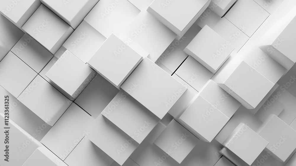 Fototapeta premium Abstract White Cubic Structure: A 3D Geometric Composition