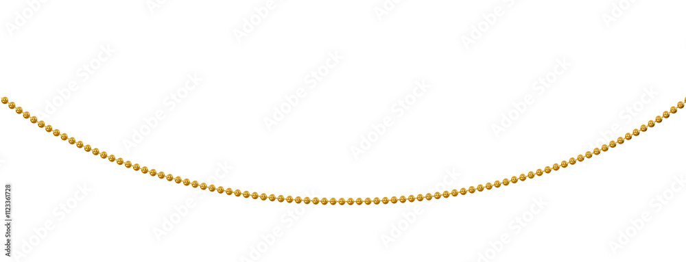 Christmas Golden Bead Rope Decoration In 3D Render with transparent background Christmas Golden Bead Rope Decoration In 3D Render with transparent background