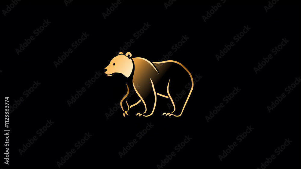 Fototapeta premium Golden Bear Silhouette Minimalist Animal Logo Design