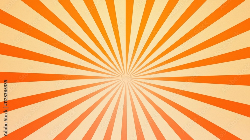 Fototapeta premium A vibrant radial pattern with orange and cream rays emanating from the center, creating a dynamic and energetic visual effect.