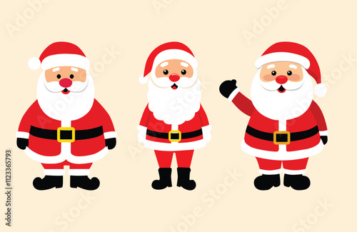 Three Cheerful Santa Claus Characters