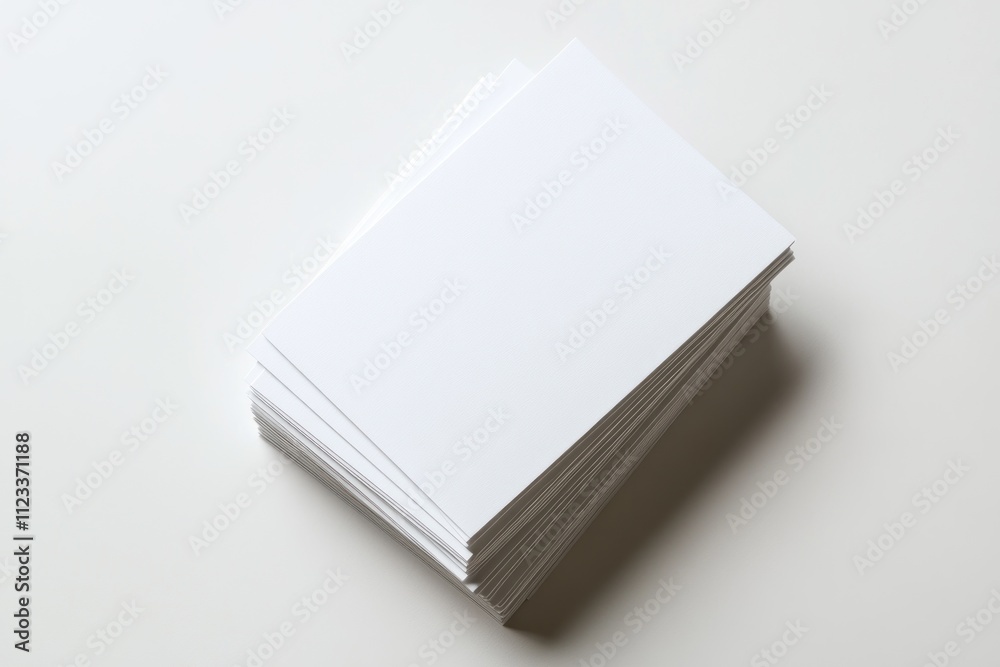 Fototapeta premium Stack of Blank White Papers on White Background Mockup