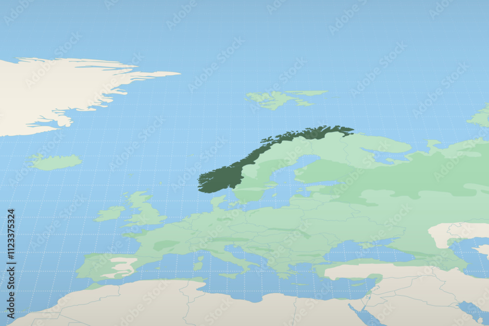 Obraz premium Norway highlighted on a detailed map, geographic location of Norway.