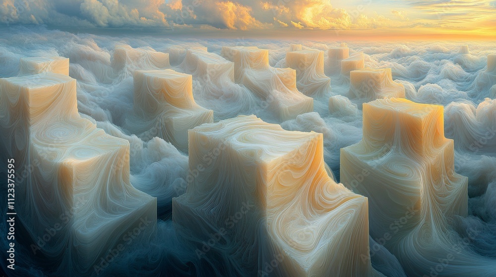 Fototapeta premium Mystical swirling smoke creates an ethereal dance of light and shadow forming a captivating abstract visual against a black floor