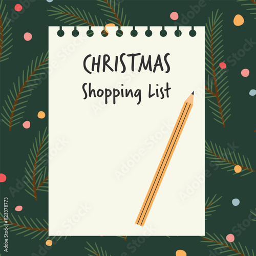 writting christmas shopping list concept; christmas planning -vector illustration