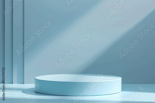 High Detail Visual of Light Blue Podium for Cosmetic Display and Product Presentation