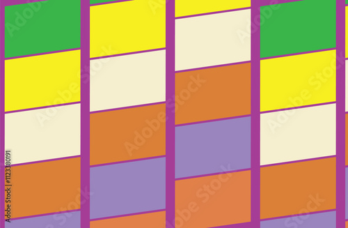 Colorful Twisted Checker Board Seamless Vector Pattern.Vintage Y2K Style Geometric Print. Pink, Yellow and Blue Squares