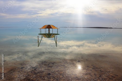 Medical beach on the Dead Sea, Israel. photo