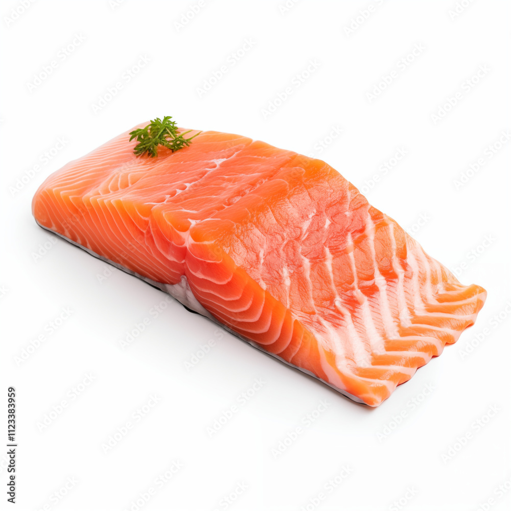 Raw Salmon Fillet Fresh Seafood Closeup White Background Raw Salmon Fillet Fresh Seafood Closeup White Background
