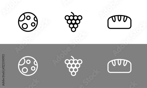 Food symbol set - flat outlined food symbols.