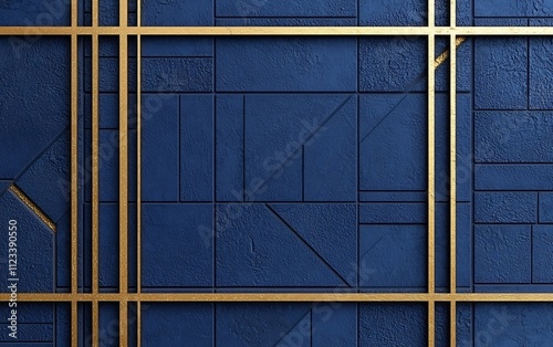 Minimalist Navy Blue Background with Geometric Gold Accents photo