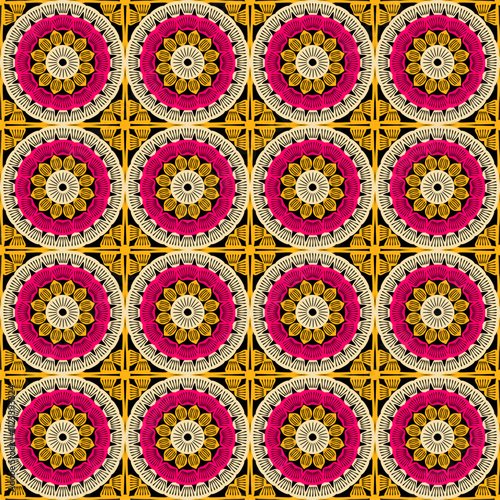 Pattern with crochet granny square wallpaper handmade decorative art design print