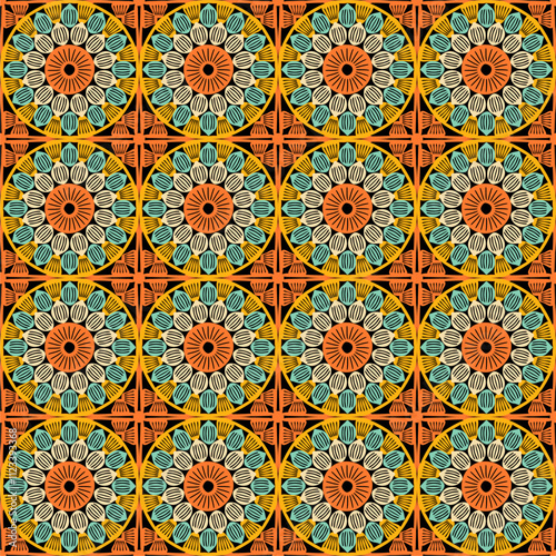 Pattern with crochet granny square wallpaper handmade decorative art design print