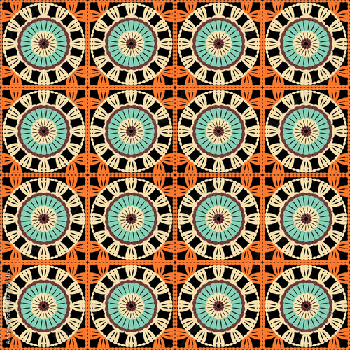 Pattern with crochet granny square wallpaper handmade decorative art design print