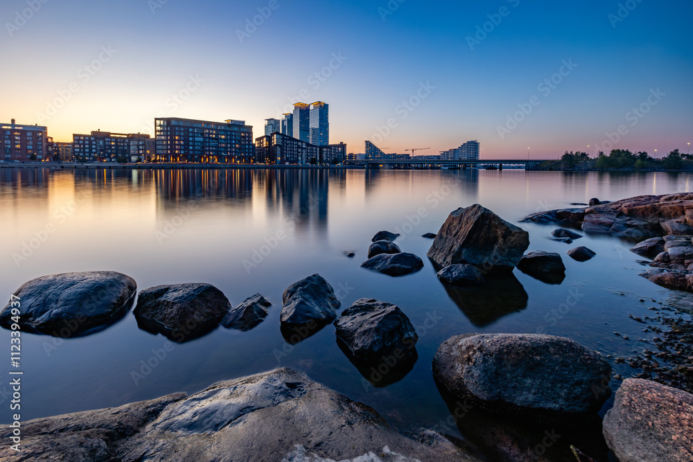 helsinki skyline at sunset