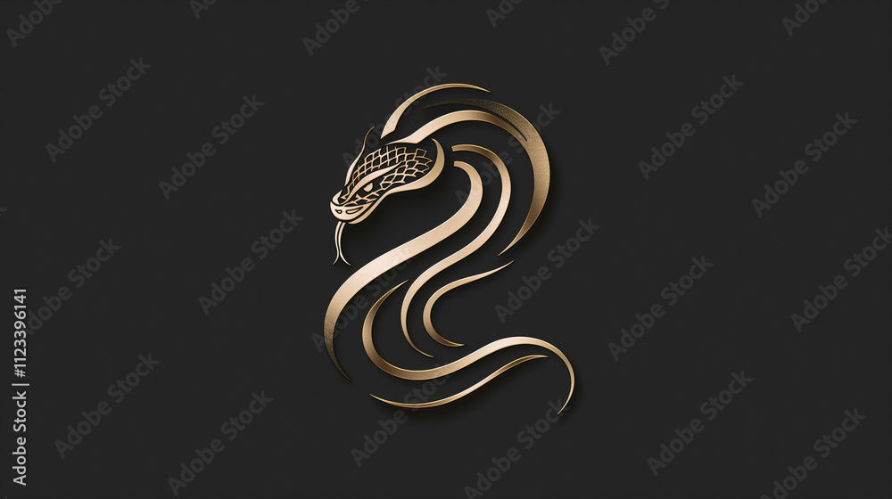 Fototapeta premium Golden Cobra Snake Design Elegant Logo Dark Background Vector Illustration
