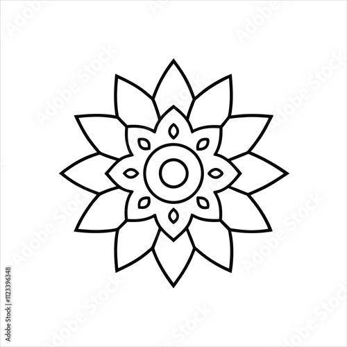  Vector Mandala Doodle Hand Drawn Line Art on White Background