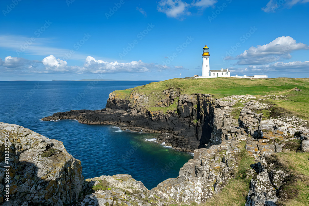 Nature Wallpaper - A scenic lighthouse on a cliff by the ocean under a clear blue sky. Nature Wallpaper - A scenic lighthouse on a cliff by the ocean under a clear blue sky.