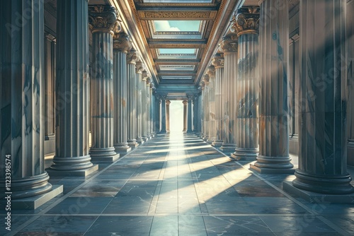 Ancient Greek Architecture with Pillars and a Classical Marble Interior for Showcasing a Product photo