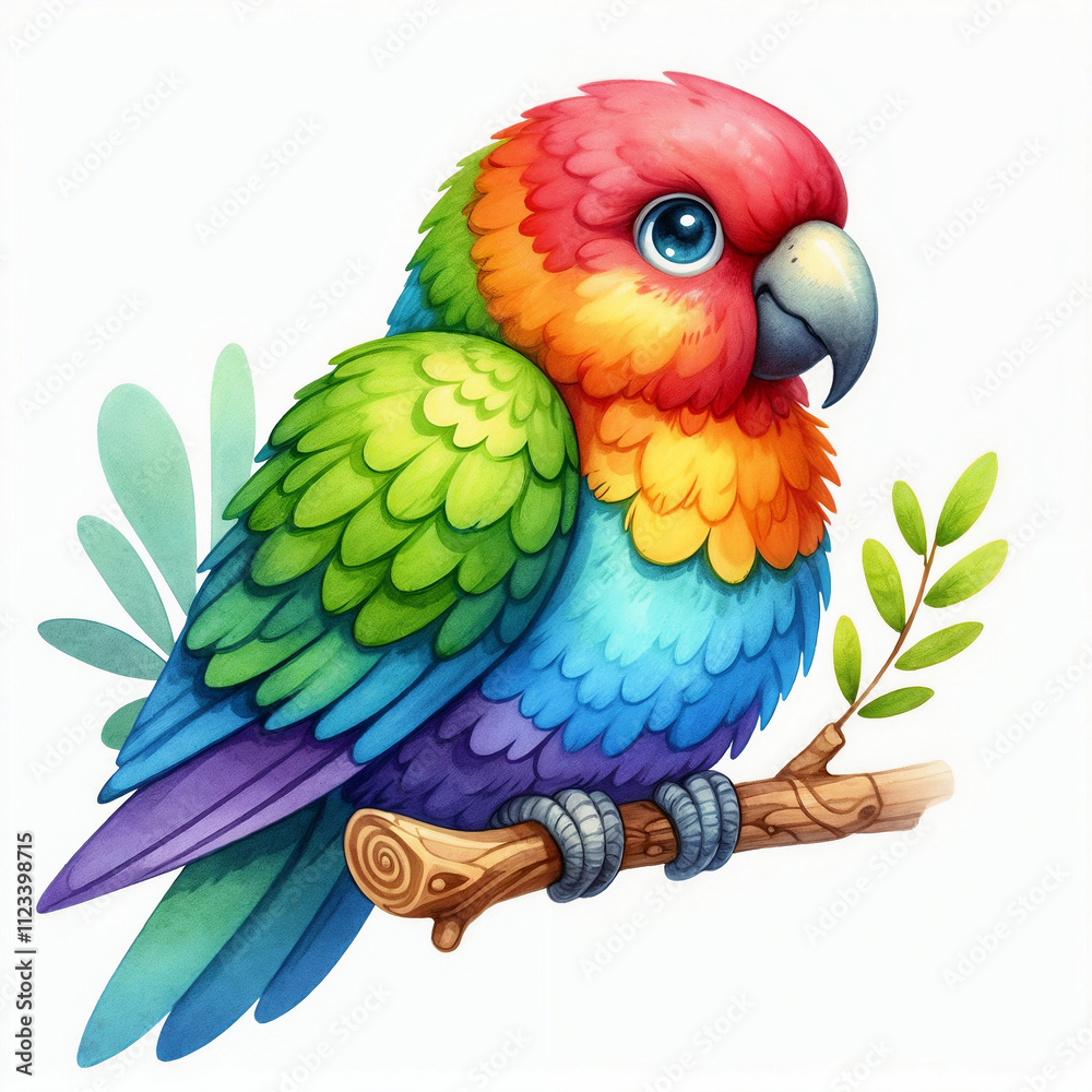 Obraz premium Colorful parrot perched on branch displaying vibrant plumage in a natural setting