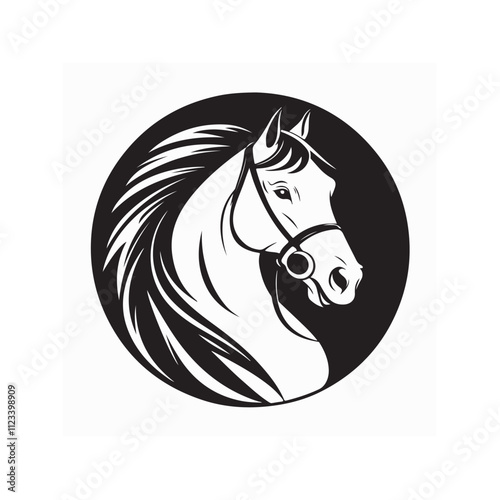Circular Horse Head Logo Vector Isolated on white background.