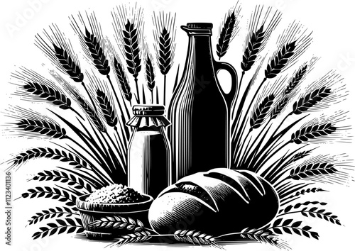 bread and wheat vector